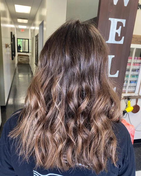 Glossy rich brunette dimensional color