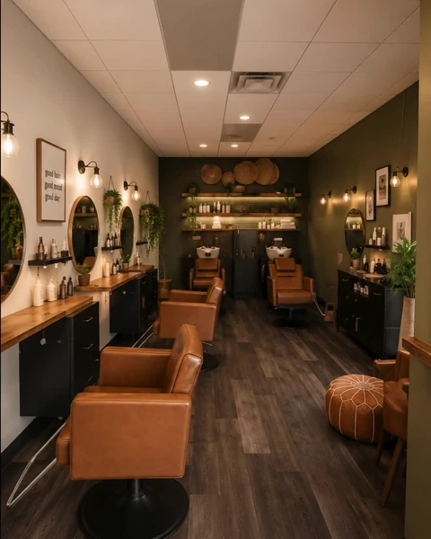 Warm interior of Good Vibes Salon